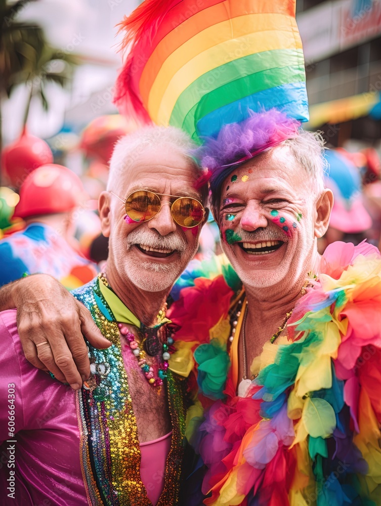 couple on the street celebrating pride month, LGBTQ+,  2SLGBTQIA+