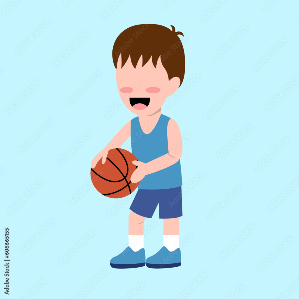 Little Boy Playing Basketball