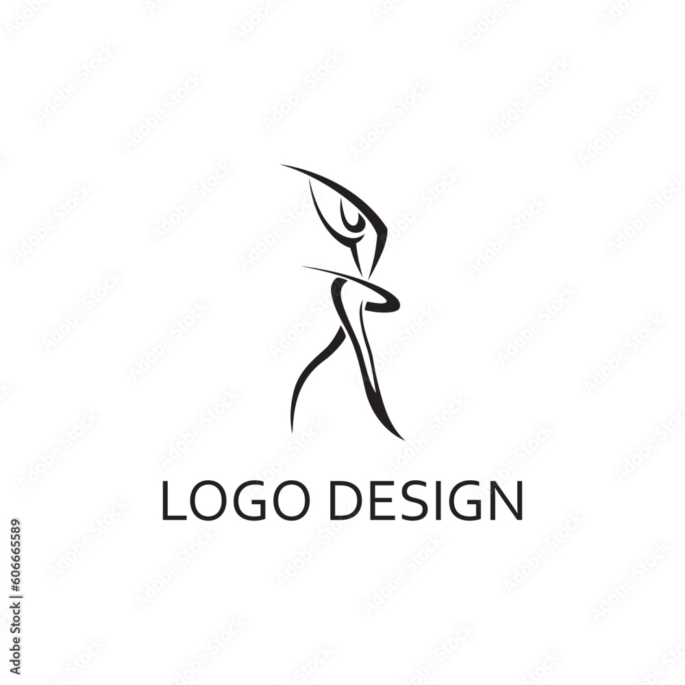 simple black dancing woman for logo company design