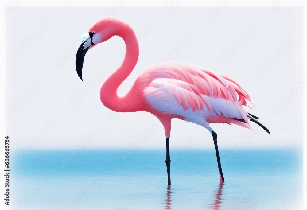 pink flamingo on the water