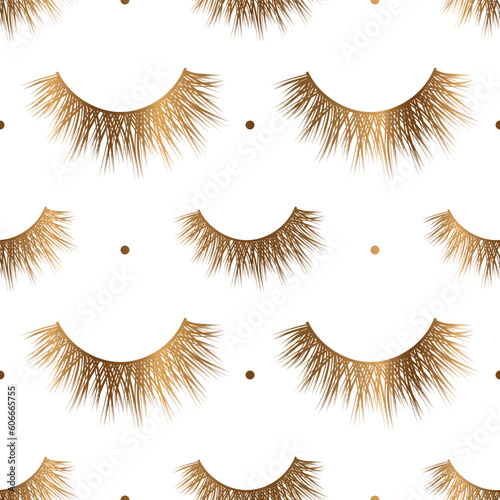 Gold lashes seamless vector pattern