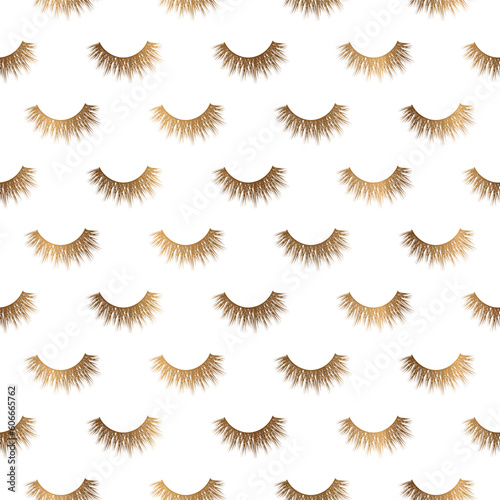 Gold lashes seamless vector pattern