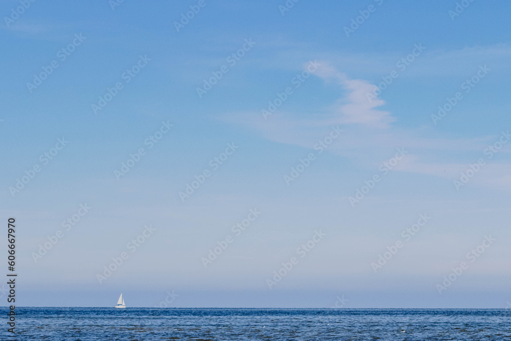 Blue Baltic Sea in Gdansk in summer. The concept of tourism in Europe