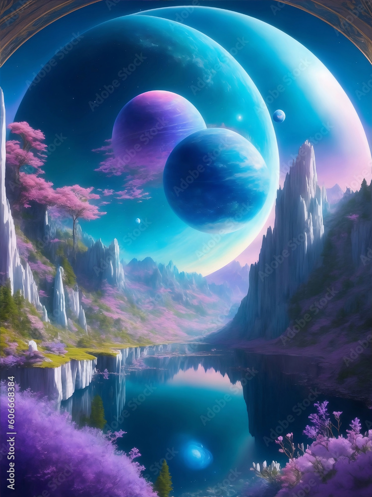 The fantasy magical outer space, Generative AI Illustration.