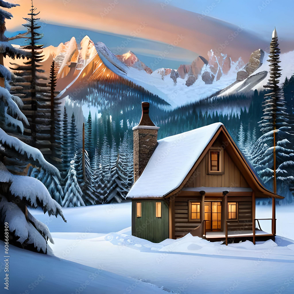 Naklejka premium house in the woods