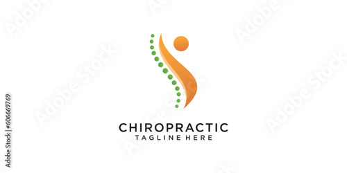 Chiropractic logo design unique concept Premium Vector