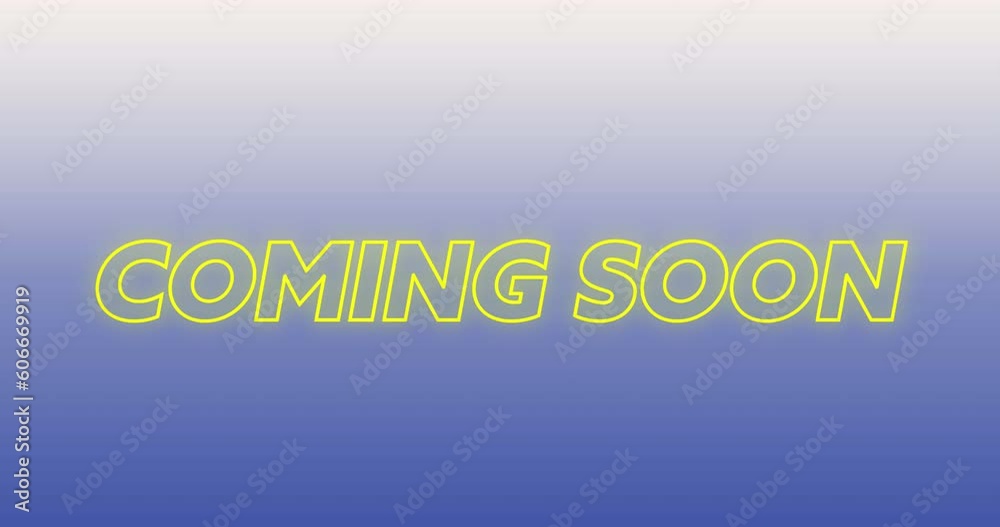 Animation of coming soon text against gradient background Animation of coming soon text against gradient background