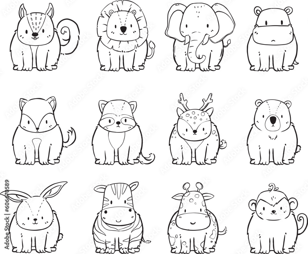 Set of animal family, vector , illustration