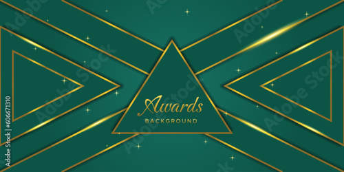 Luxury green background combine with glowing golden lines.