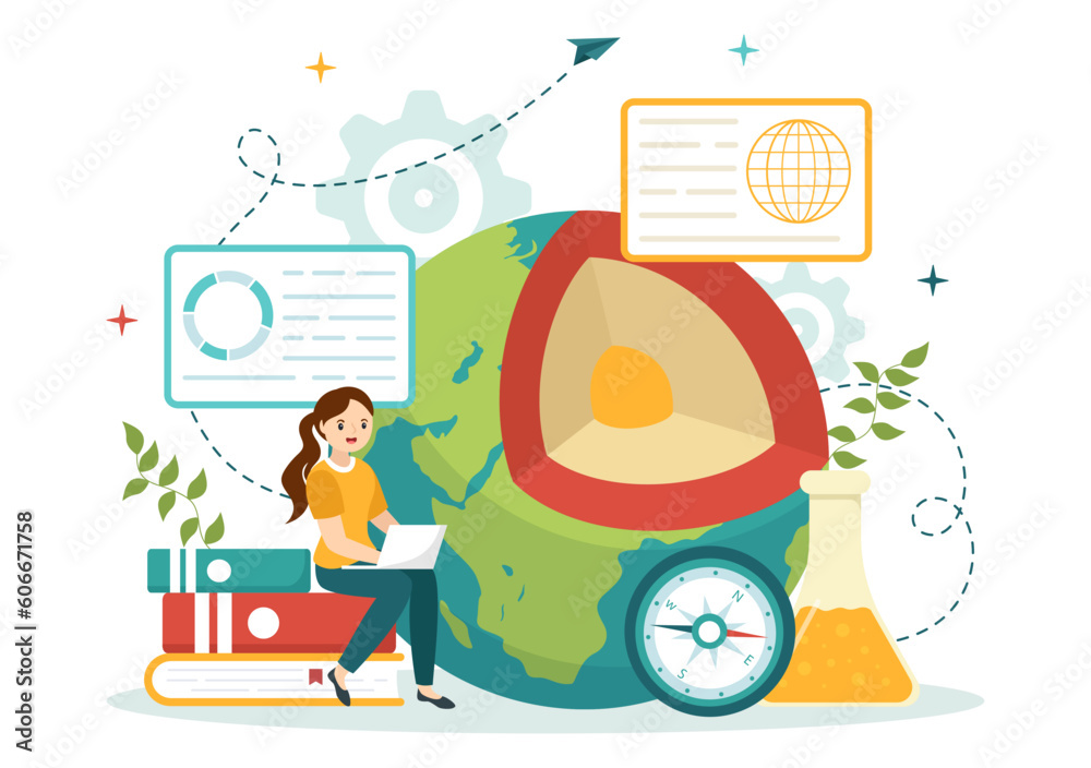 Geologist Vector Illustration with Soil Analysis and Features of the Earth for Science, Research or Expedition in Flat Cartoon Hand Drawn Templates Geologist Vector Illustration with Soil Analysis and Features of the Earth for Science, Research or Expedition in Flat Cartoon Hand Drawn Templates