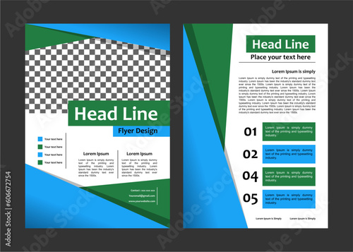 A headline template design with A4 size and relaxing blue green design