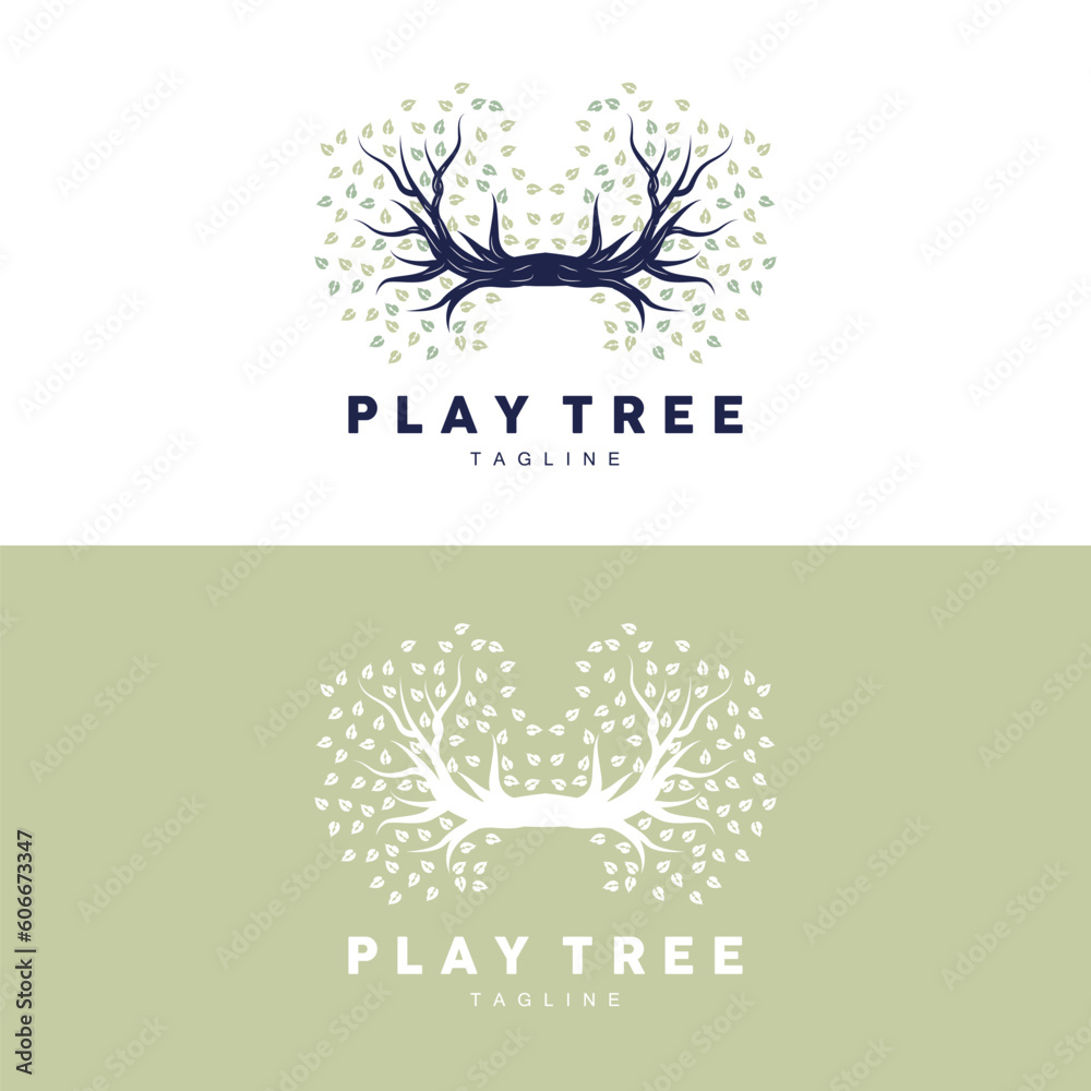 Fototapeta premium Tree Logo Design, Playground Vector, Education Tree Icon