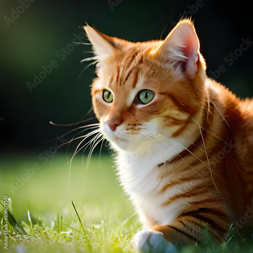 cat on green grass, generative ai 