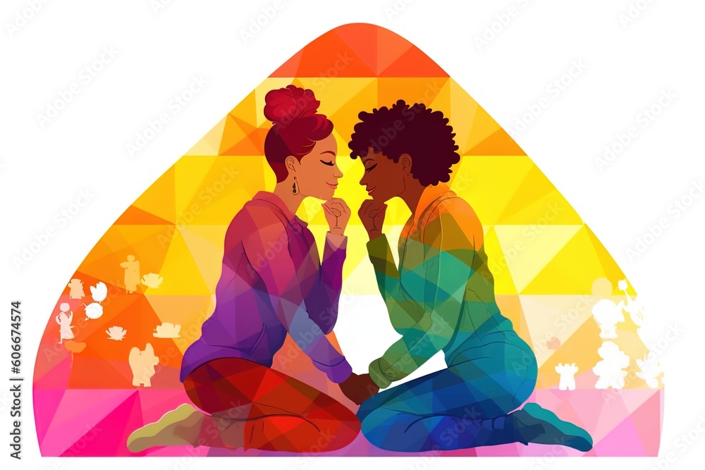 LGBTQ couple on an isolated white background
