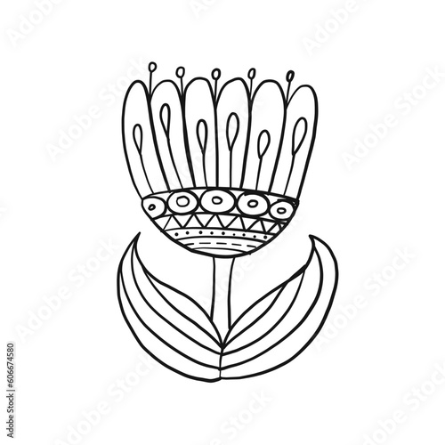 Flower isolated on white. Colouring page outline