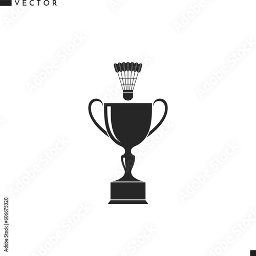 Badminton logo. Isolated trophy cup with shuttlecock
