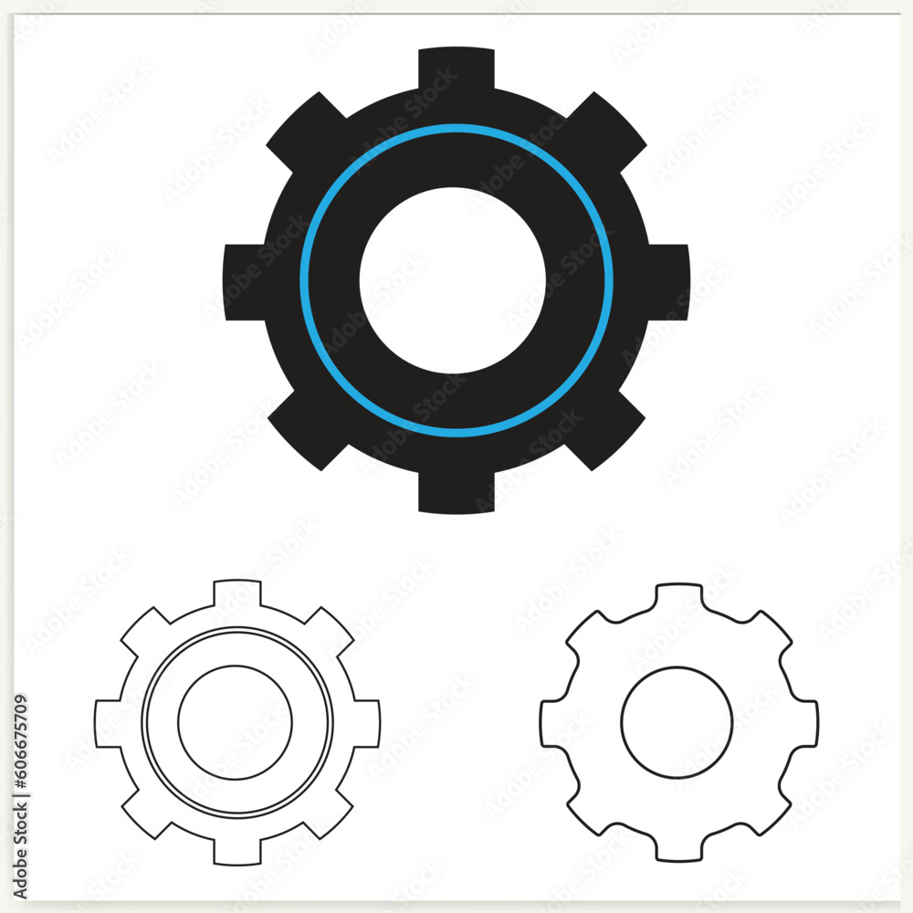 Vector gear icon metal cog wheel symbol machinery sign. Vector gear icon metal cog wheel symbol machinery sign.