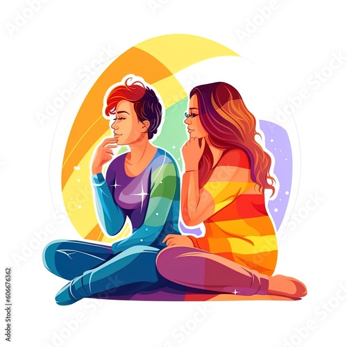 couple art  LGBTQ  silhouette on an isolated white background