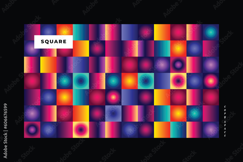 Colorful square background pattern design. Abstract rectangle backdrop template for poster, banner, leaflet, pamphlet, flyer, or cover.