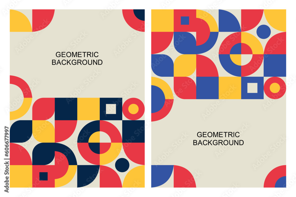 Set of abstract modern geometric background with shape and circles. Background geometric vector illustration