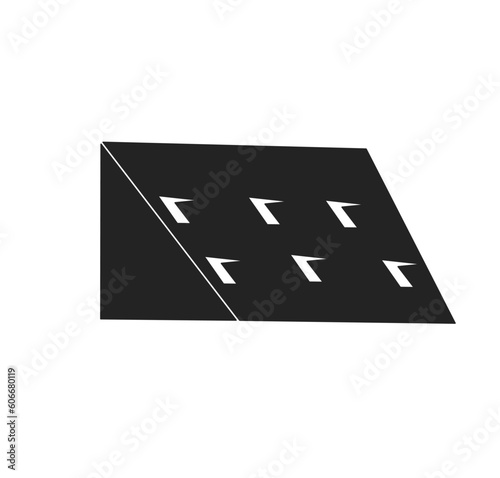 Soil nail wall construction, installation details vector icon with nail drilling rig, slope section. 
