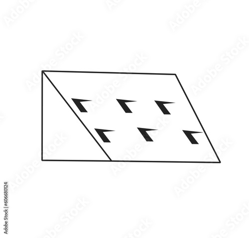 Soil nail wall construction, installation details vector icon with nail drilling rig, slope section. 