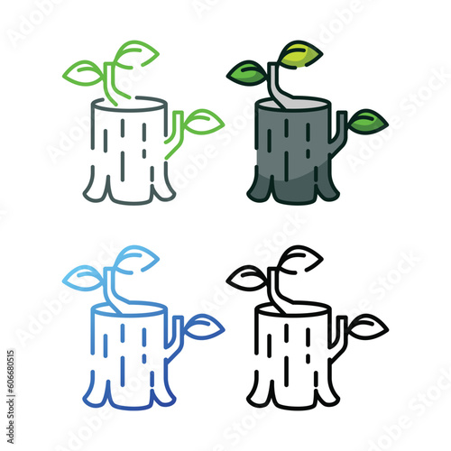Tree stump icon design in four variation color