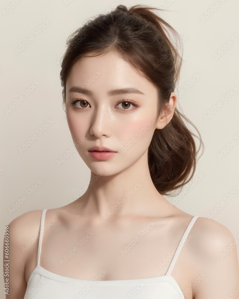 Φωτογραφία Portrait of beautiful Japanese women with ponytail wearing ballet dress with sim