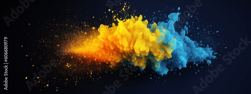 Abstract explosion of colored powder on a dark background. digital illustration. Generative AI