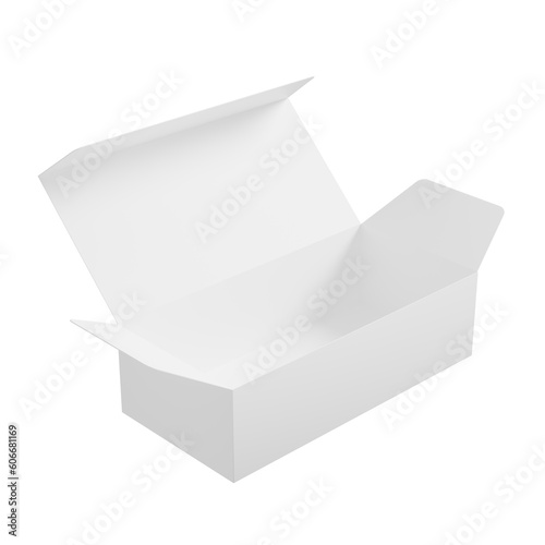 The white rectangular cardboard box looks beautiful and clean on a white background  perfect for presenting 3D rendering box model advertisements.
