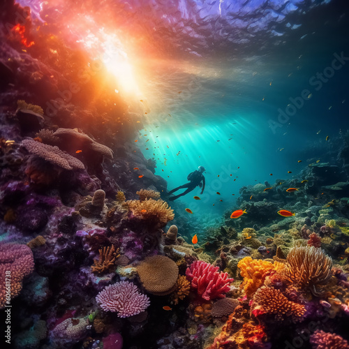 coral reef and diver © AL FAHMI