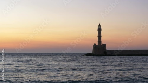 Wallpaper Mural Chania lighthouse in harbor during dramatic sunset, Crete. Static Torontodigital.ca