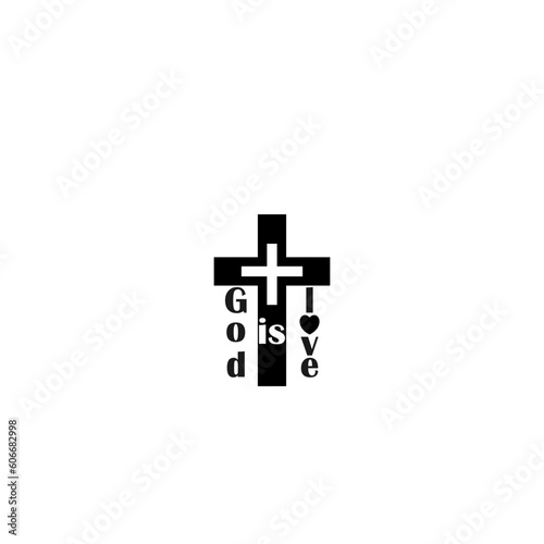 God is love inscription emblem isolated on white background