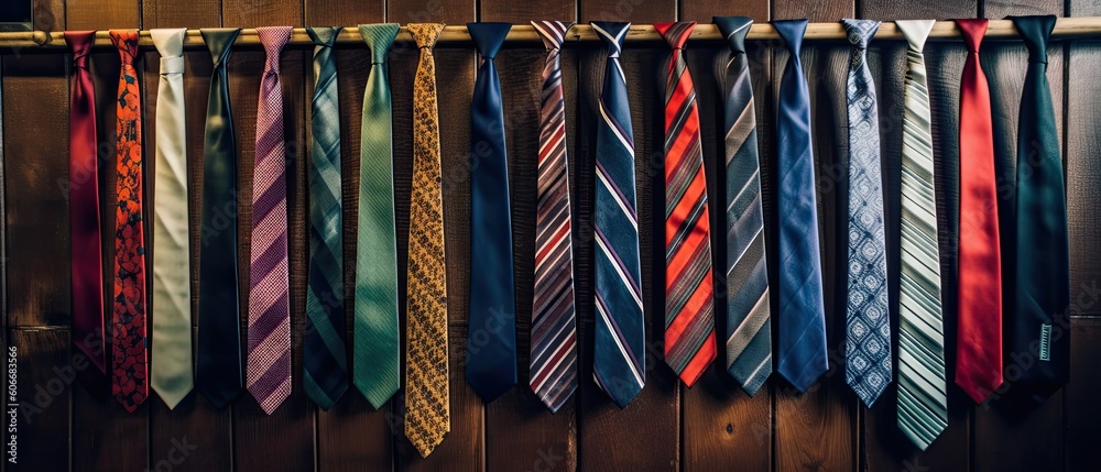 Variety of colored ties. Generative AI
