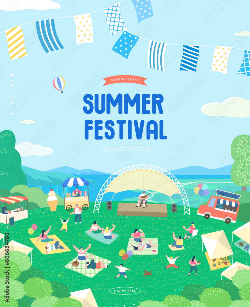 summer holidays vacation Web Banner illustration
