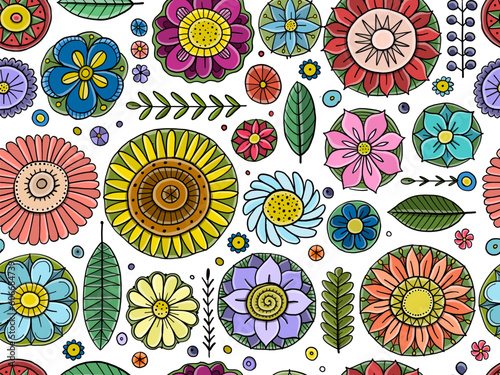 Fairy floral mandala background. Magic garden art. Seamless pattern for your ...