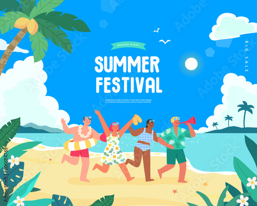 summer holidays vacation Web Banner illustration  © 기원 이