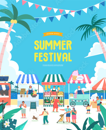 summer holidays vacation Web Banner illustration  © 기원 이