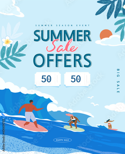 summer holidays vacation Web Banner illustration
