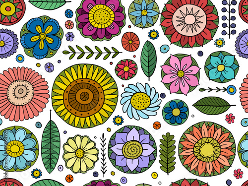 Fairy floral mandala background. Magic garden art. Seamless pattern for your ...