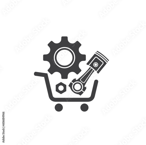 spare parts shopping illustration, part shop, vector art.