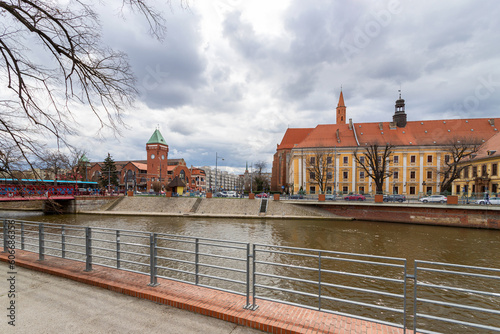 Beautiful, old architecture of the old town of Wroclaw, on the banks of the Odra river. Wroclaw. photo