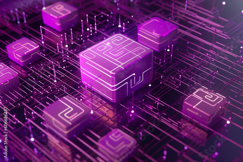 Technology Smart motherboard chip computer wafer and database blocks in a futuristic conceptual 3D illustration .AI generated