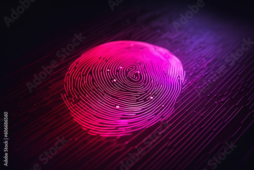 Fingerprint reader microchip, Security concept. AI generated