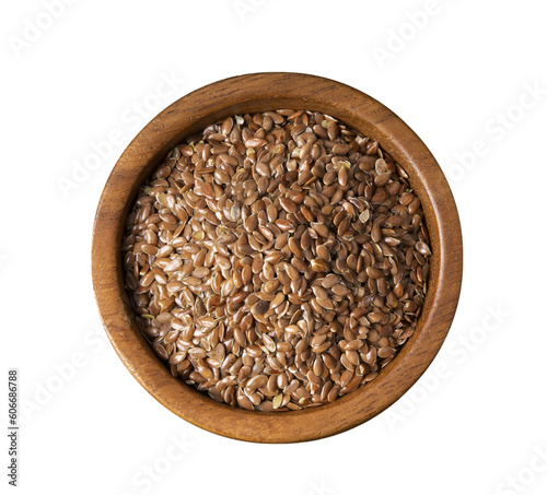 flaxseeds in wood bowl on  transparent png