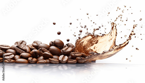 mockup of coffee beans on isolated white background with copy space