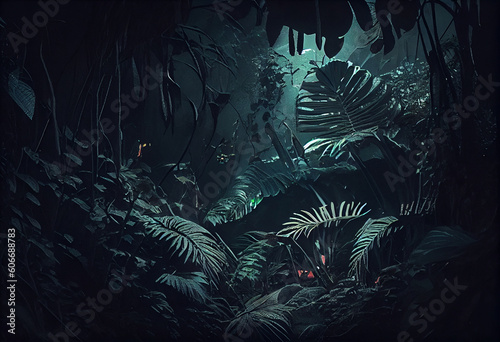 jungle with dark style Generative AI