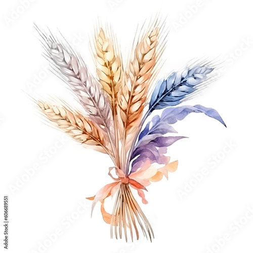 wheat ears isolated ,png transparent on white background ai generative