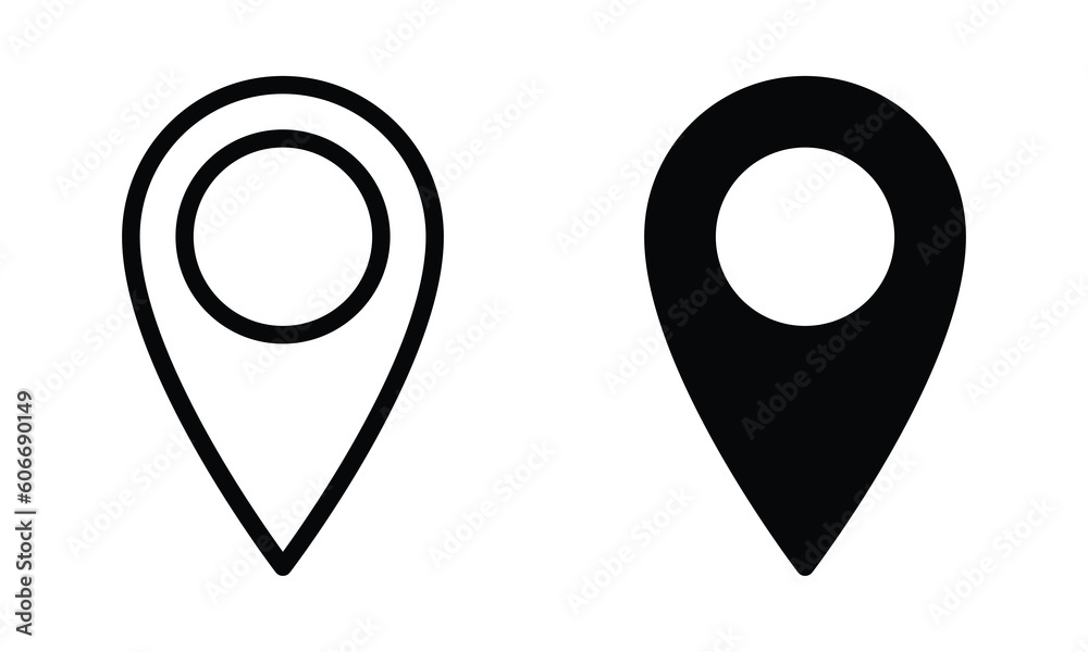 Location pin icon with outline and glyph style.