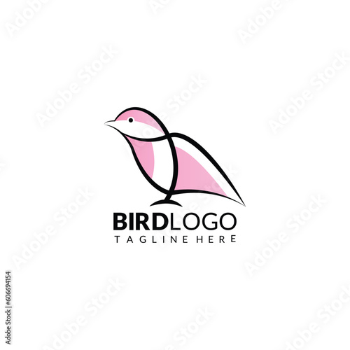 line art bird logo vector illustration design, minimalist flying template